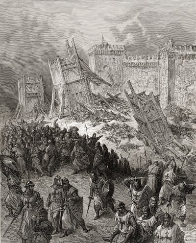 Segundo asalto de Jerusalén por los Cruzados rechazado, ilustración de 